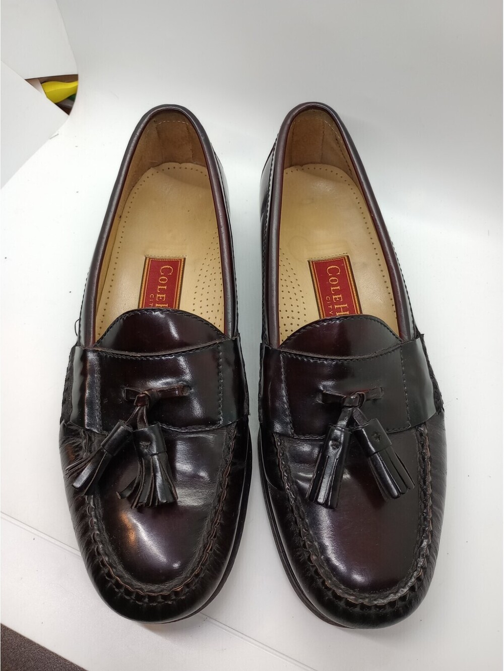 Cole Haan City Men's Loafers Slip On 8.5 Burgundy Brown Tassel Dress Shoe 213